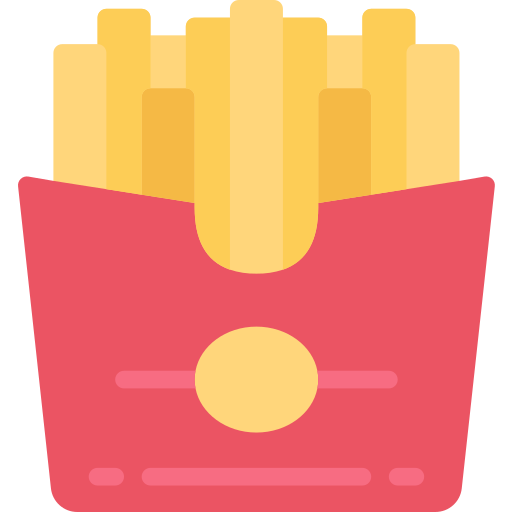 French fries Juicy Fish Flat icon