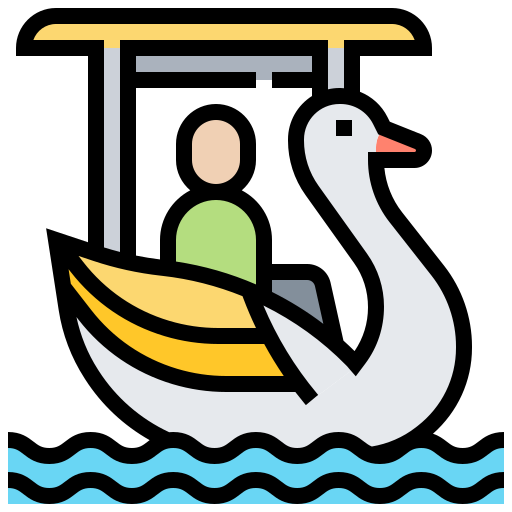 Swan boat Meticulous Lineal Color icon