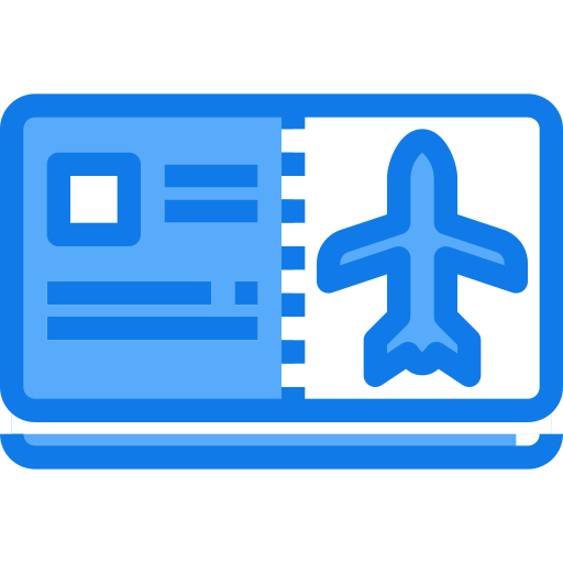 Plane ticket Justicon Blue icon