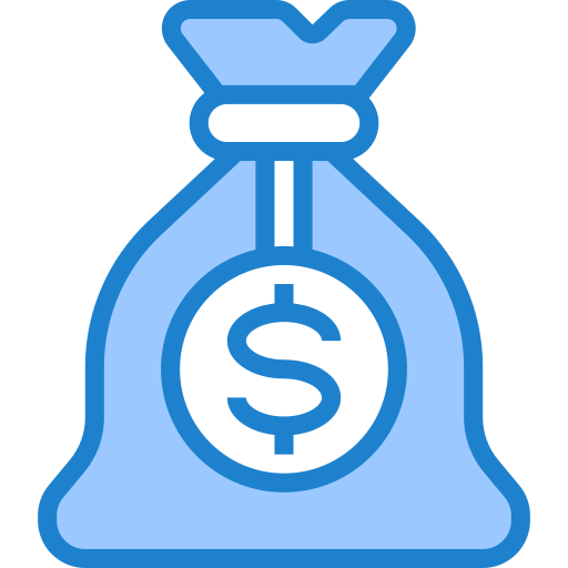 Money bag srip Blue icon