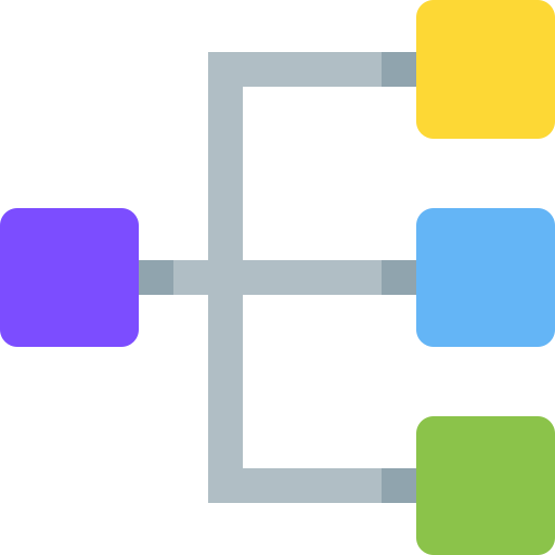 Diagrama de flujo Pixelmeetup Flat icono