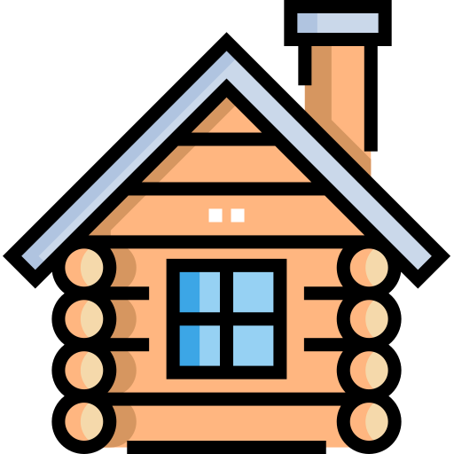 Деревянный дом Detailed Straight Lineal color иконка