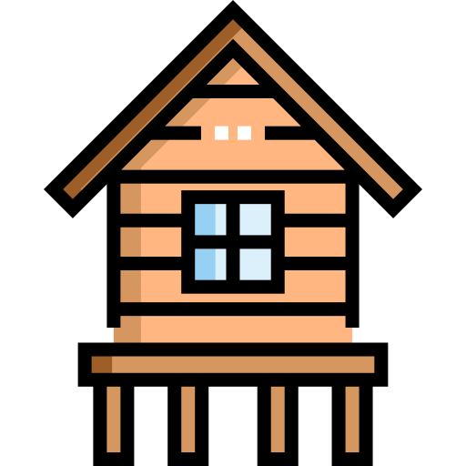 비치 하우스 Detailed Straight Lineal color icon