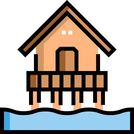 пляжный домик Detailed Straight Lineal color иконка