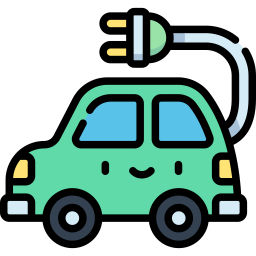 Электромобиль Kawaii Lineal color иконка