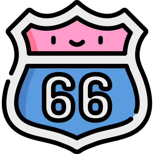 route 66 Kawaii Lineal color icon