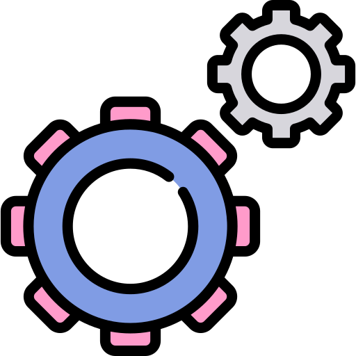 Roda dentada Kawaii Lineal color Ícone