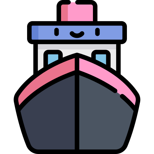 statek Kawaii Lineal color ikona