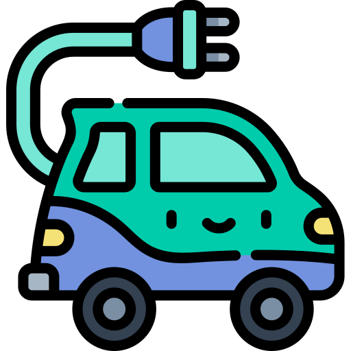 Электромобиль Kawaii Lineal color иконка