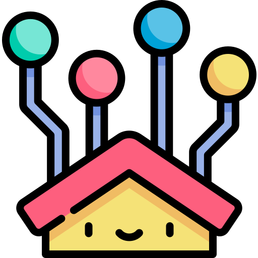 casa inteligente Kawaii Lineal color icono