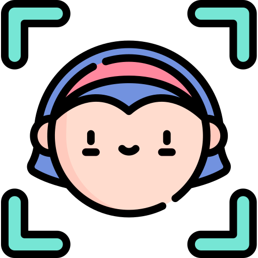 얼굴 인식 Kawaii Lineal color icon