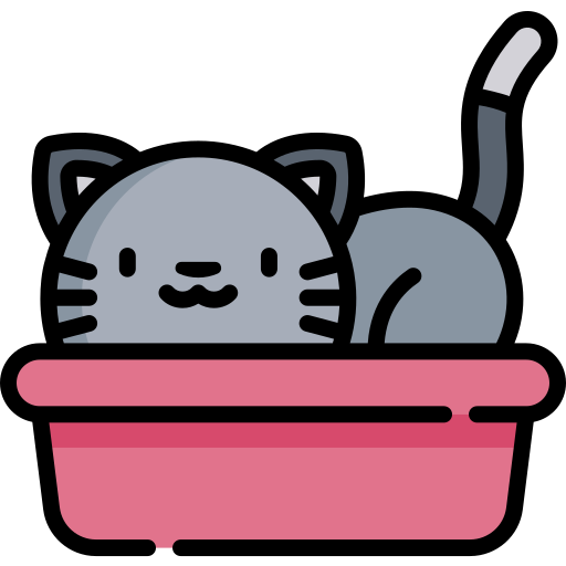 scatola per gatti Kawaii Lineal color icona