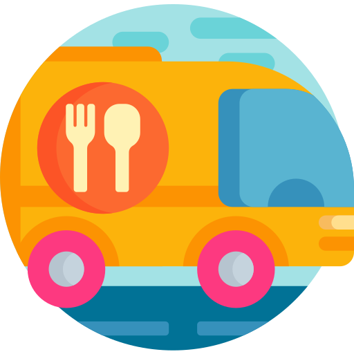 camion di cibo Detailed Flat Circular Flat icona