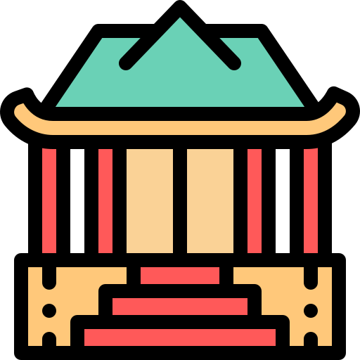 Chinese house Detailed Rounded Lineal color icon
