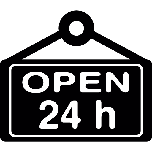 letrero abierto las 24 horas  icono
