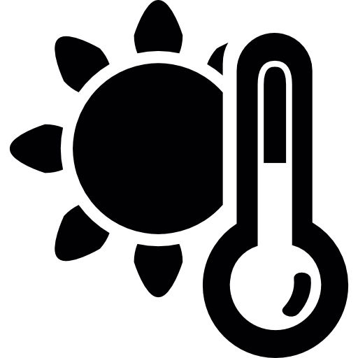 termometro a mercurio con sole  icona