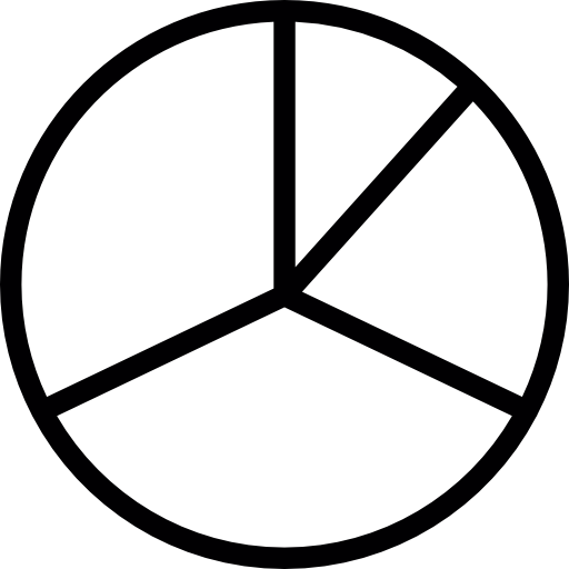 gráfico circular con cuatro rebanadas  icono