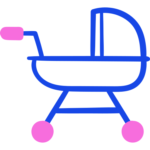 kinderwagen Doodle Lineal Color icon