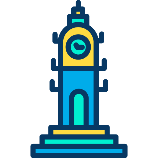 wieża zegarowa Kiranshastry Lineal Color ikona