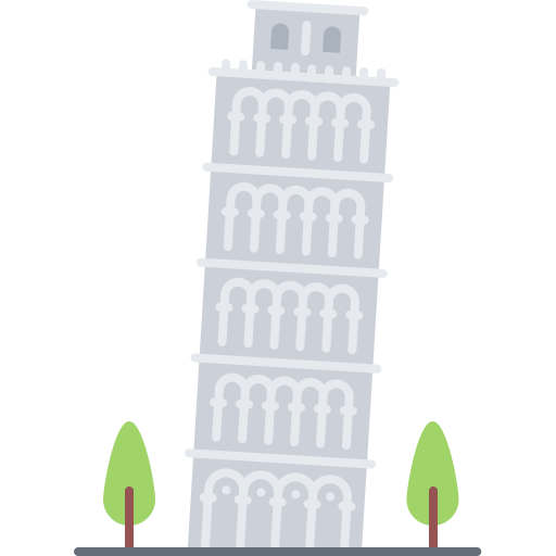 Leaning tower of pisa Coloring Flat icon