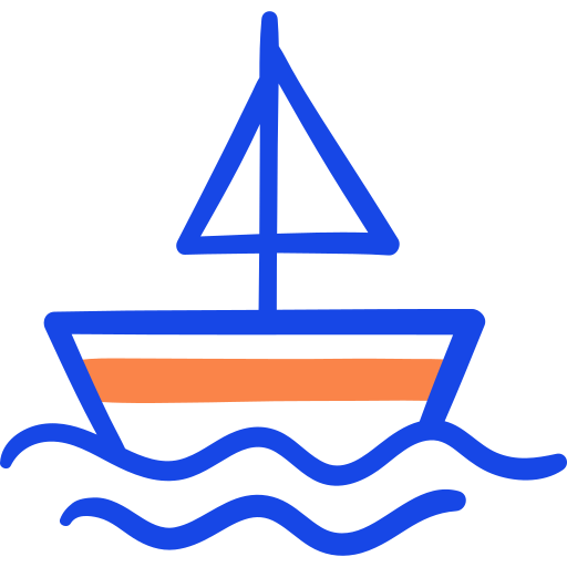 barco Doodle Lineal Color Ícone