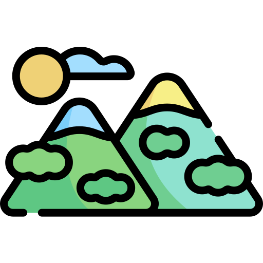 Montaña Kawaii Lineal color icono