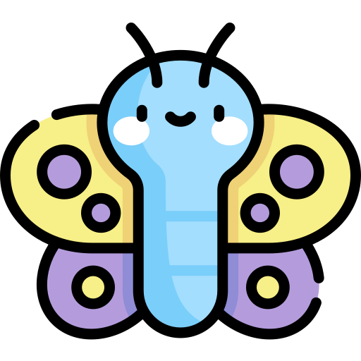Бабочка Kawaii Lineal color иконка