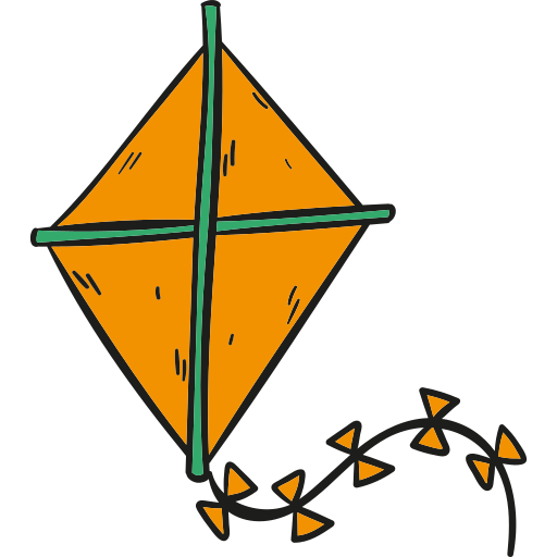 Kite Hand Drawn Color icon