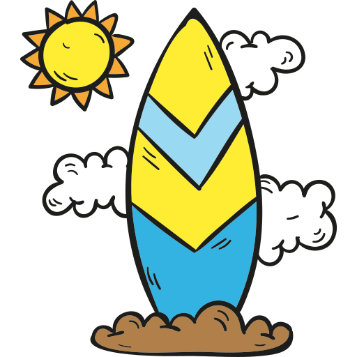 tabla de surf Hand Drawn Color icono