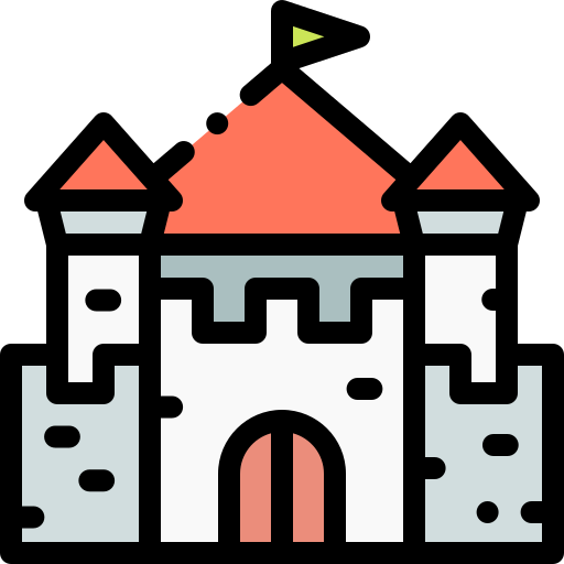 zamek Detailed Rounded Lineal color ikona