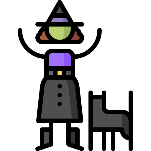 sorcière Puppet Characters Lineal Color Icône