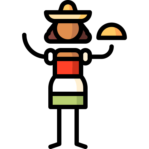メキシカンレストラン Puppet Characters Lineal Color icon