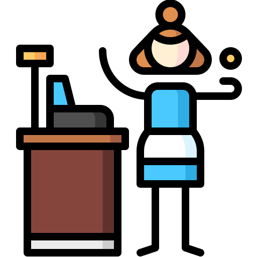 Cashier Puppet Characters Lineal Color icon