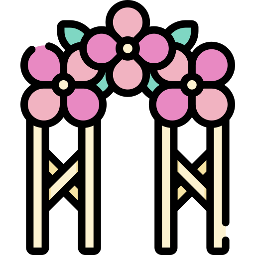 huwelijksboog Kawaii Lineal color icoon