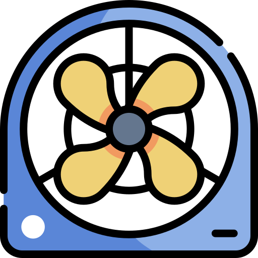 Ventilador Kawaii Lineal color icono