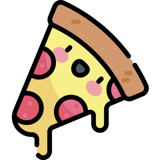 Pizza Kawaii Lineal color icono