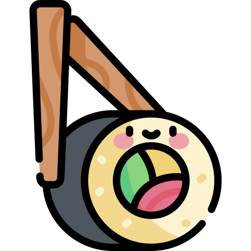 Sushi Kawaii Lineal color icono