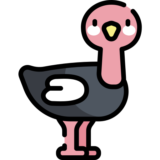 struisvogel Kawaii Lineal color icoon
