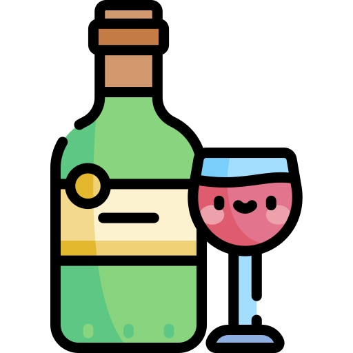 Wine Kawaii Lineal color icon