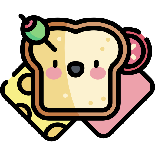 sandwich Kawaii Lineal color icoon