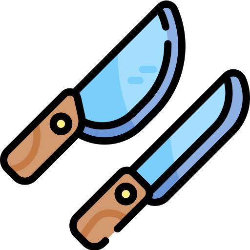 Cuchillos Kawaii Lineal color icono