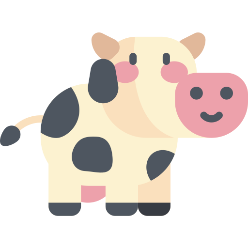 Корова Kawaii Flat иконка