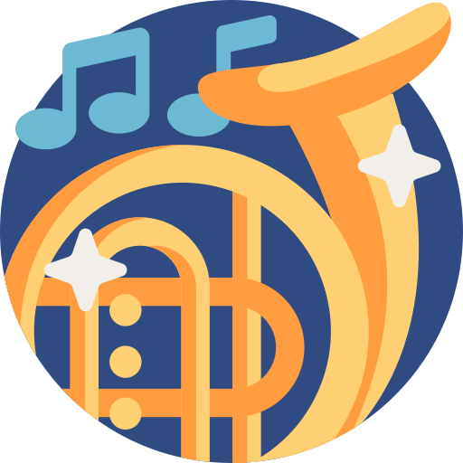 French horn Detailed Flat Circular Flat icon