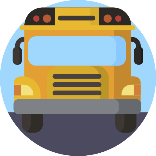 Ônibus escolar Detailed Flat Circular Flat Ícone