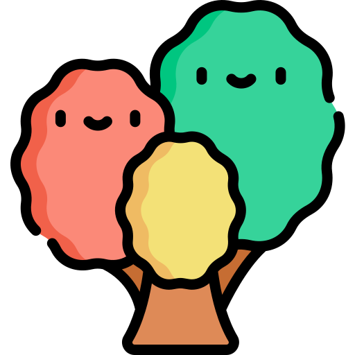 albero Kawaii Lineal color icona
