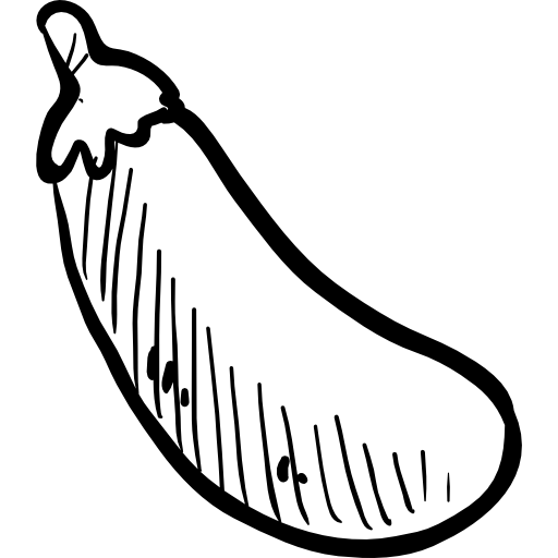 Aubergine Hand Drawn Black icon