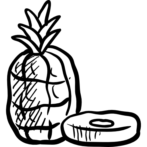 ananas Hand Drawn Black icona