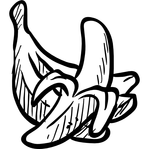 plátano Hand Drawn Black icono