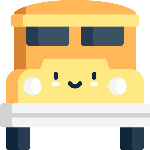 Autobús escolar Kawaii Flat icono