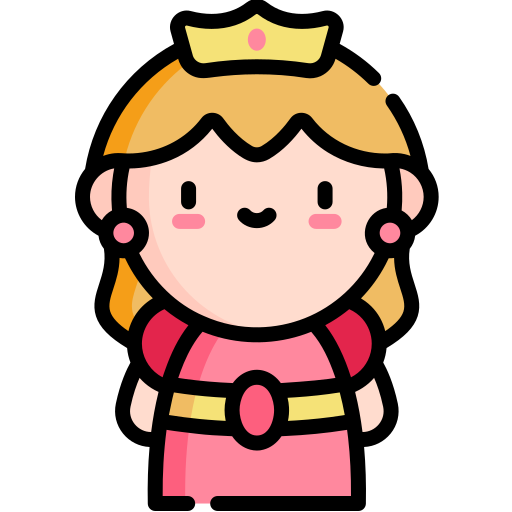 Princesa Kawaii Lineal color icono